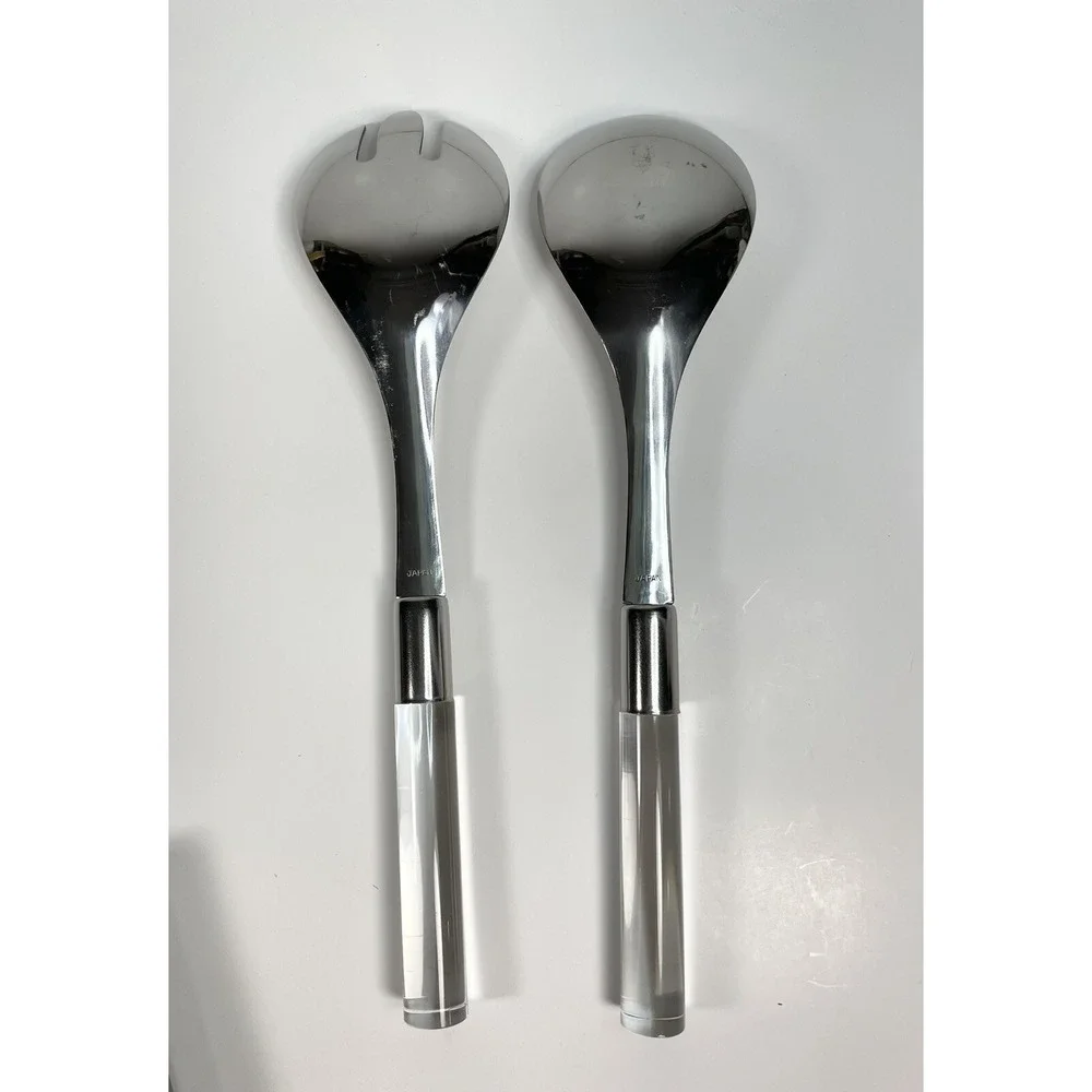 Silver 2‎ Pice Salad Server Set With Acrylic Handles Made Of N Japan